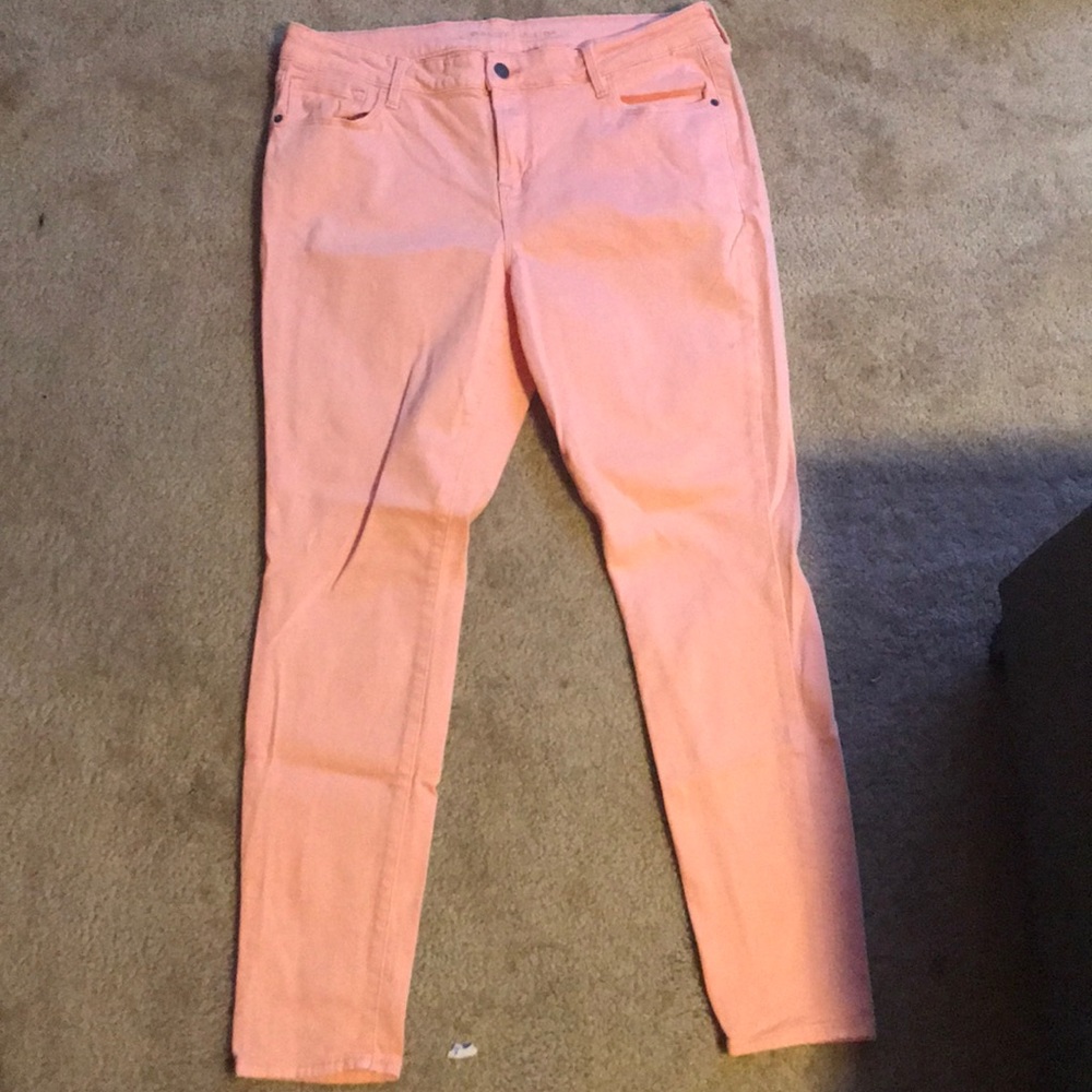 Coral skinny jeans